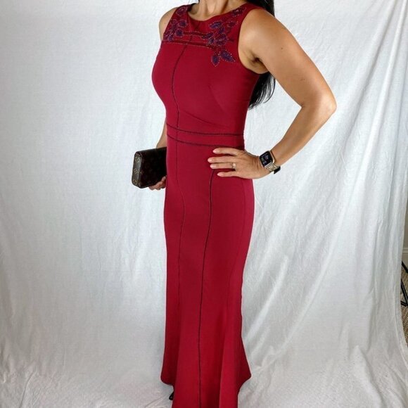 Marchesa Notte Burgundy Red Vine Formal Gown $995 - Picture 6 of 13